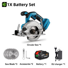 NEWBENY Scie circulaire sans fil 125 mm, moteur sans balais, 18-21V, avec lot de 3 lames pour bois et PVC