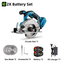 NEWBENY Scie circulaire sans fil 125 mm, moteur sans balais, compatible batteries Makita 18-21V, avec lot de 3 lames