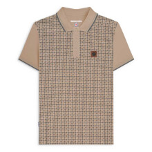 (4XL, Cashew) Lambretta Mens Houndstooth Short Sleeve Polo Shirt