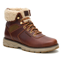 (5 UK, Leather Brown) CAT Womens Fandom Roll Down Fur-Lined Waterproof Boots