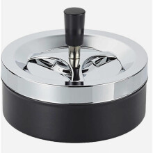 Lot de 2 cendriers ronds à pression avec plateau, cendrier rotatif sans cendres, cendrier moderne en métal.