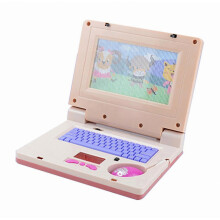 Simulierter Kinderlaptop, Lerncomputer für Kinder ab 3 Jahren mit Soundeffekten und Musik (Gelb)