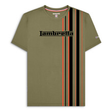 (2XL, Khaki/Desert Sun) Lambretta Mens Multi Stripe Short Sleeve Crew Neck Cotton T-Shirt Top Tee