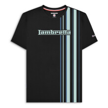 (3XL, Black/silver/Blue) Lambretta Mens Multi Stripe Short Sleeve Crew Neck Cotton T-Shirt Top Tee