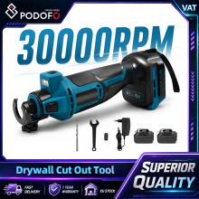 Podofo Scie à Cloison Sèche Sans Fil, Moteur Brushless 30000 tr/min, 3 Vitesses, Compatible Makita 18V, avec 2 Batteries
