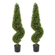 Arbre topiaire en buis artificiel en spirale, 90cm, avec pot noir, décoration intérieure et extérieure