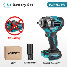 YOFIDRA Clé à chocs électrique sans fil, 1200 N.M, 5 vitesses, compatible batteries Makita 18V-21V, sans batterie