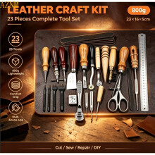 Kit d'outils de bricolage pour travail du cuir, 23 pièces, pour couture à la main et fabrication de sacs