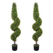 Arbre topiaire en buis artificiel en spirale avec pot noir, 120cm, décoration intérieur et extérieur