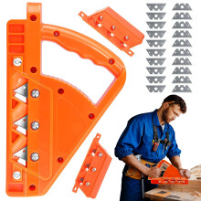 Raboteuse pour bordures de plaques de plâtre, multi-angles 45 et 60 degrés, corps ABS et acier inoxydable, orange, avec 20 lames