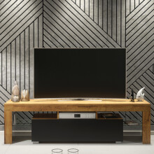 TV Unit 160cm Creative Furniture - Oak & Black Matte Doors