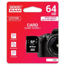 Cartão de memória SDHC - Goodram - S1A0 - 64 Go - Classe 10 - UHS-I