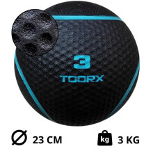 Médecine-ball - Toorx Fitness Full Black - 3 kg - Revêtement Full Black - Caoutchouc 23 cm