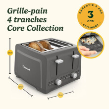 Toaster - CUISINART - Core Collection - 4 Scheiben - Extra breite Schlitze - Stein Grau