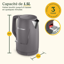 Wasserkocher - CUISINART - Core Collection - 1,5 L - Doppelte Wand - Stein Grau