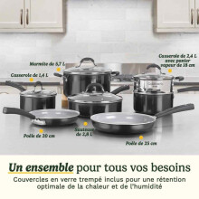 Antihaft-Kochgeschirr - CUISINART - Ceramica XT - 11 Teile - Verstärkter Keramikbeschichtung mit Titan - Für alle Induktionsherde geeignet