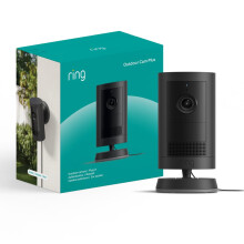 Ring Outdoor Camera Plus Plug-In 2K WiFi Security Camera Black Newest Gen