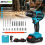 Perceuse sans fil 21V, kit de visseuse à percussion avec 2 batteries, 24 accessoires, vitesse variable pour bricolage 1