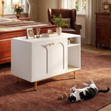 Cat Litter Box Enclosure, Hidden Litter Box Furniture with Scratching Mat