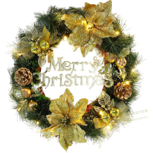 Christmas Concepts® 40cm (16") Pre Lit Gold Decorated Christmas Wreath With LED Lights