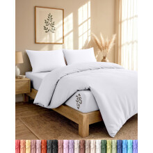 Utopia Bedding 4 Piece Double Bedding Set - Duvet Cover, Fitted Sheet with Pillow cases - Soft Brushed Microfiber (White)