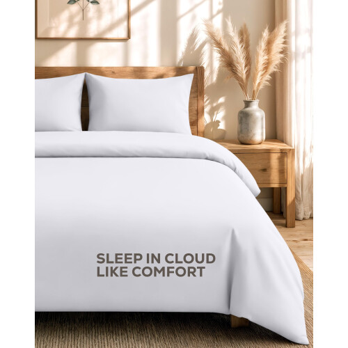 Utopia Bedding 4 Piece Double Bedding Set - Duvet Cover, Fitted Sheet with Pillow cases - Soft Brushed Microfiber (White) 1