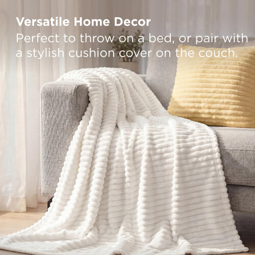 Bedsure Fleece Throw Blanket for Sofa Fluffy Throw Off White 130x170 1