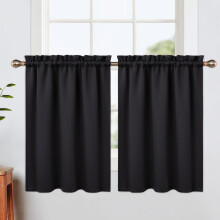 Lot de 2 Rideaux Courts Occultants, Tissu Thermique Isolant, Rouge Bordeaux, 66x91 cm