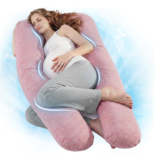 Nuliie Pregnancy Pillow for Sleeping, U Shaped(Cooling Light Pink)