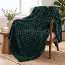 Exclusivo Mezcla Large 3D Fleece Blanket for Sofa, Couch, Forest Green
