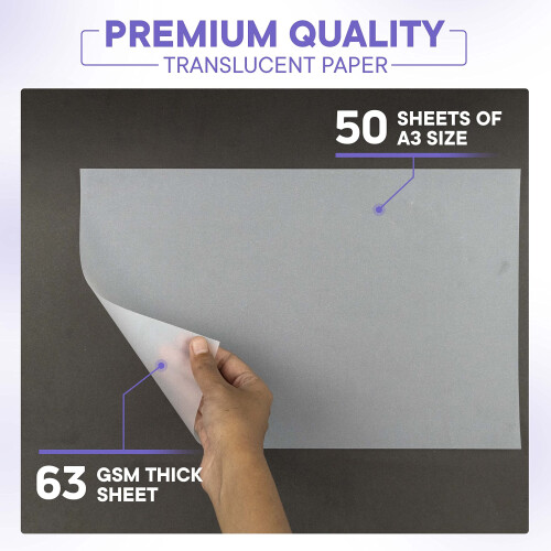 A3 Tracing Paper 63 GSM, 50 Sheets for Drawing & Sewing Patterns 1