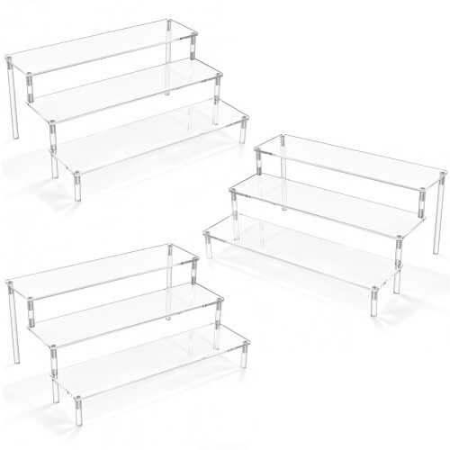 Clear Acrylic Display Riser, 3 Tier Display Stand 12 Inch Perfume Organiser
