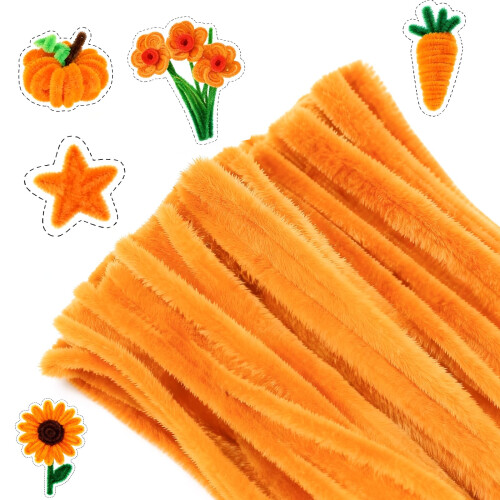 G2PLUS 6mm Orange Pipe Cleaners for Craft, 30cm Long, 100PCS