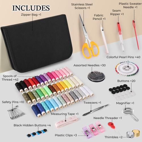 Coquimbo Sewing Kit for Adults Beginner, 160 Pieces Needle and Thread Kit 1