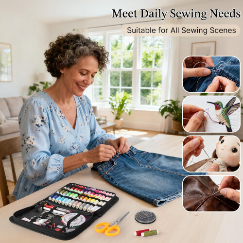 Coquimbo Sewing Kit for Adults Beginner, 160 Pieces Needle and Thread Kit 2