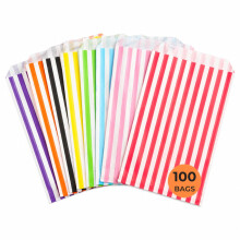 5x7" Pack of 100 Assorted Striped Paper Sweet Bags Ideal for Any Occasion