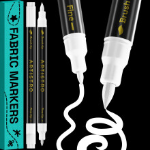 ARTISTRO 2 White Dual-Tip Fabric Markers - Fabric Decorating Kit - Permanent for Clothes - Acrylic Paint Pens for Sneakers, Bags, Shoes, Textile, Can