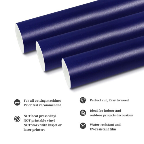 TECKWRAP Permanent Adhesive Vinyl 12" x 10ft, Matte Dark Blue 1