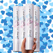 PrimePure Gender Reveal Confetti Cannon, Biodegradable Blue Hearts, 4 Pack