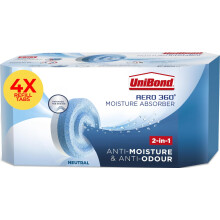 UniBond AERO 360 Moisture Absorber Neutral Refill Tab, 450 g, Pack of 4
