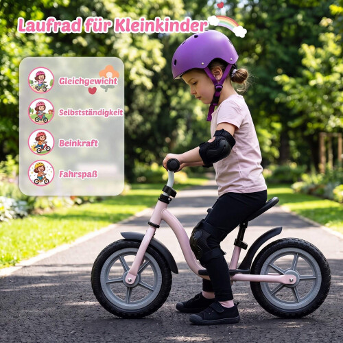Children's Pink Balance Bike, Adjustable Saddle & Handlebars 1