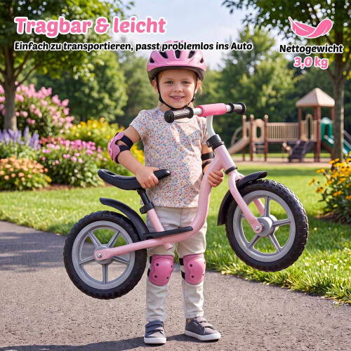 Children's Pink Balance Bike, Adjustable Saddle & Handlebars 2