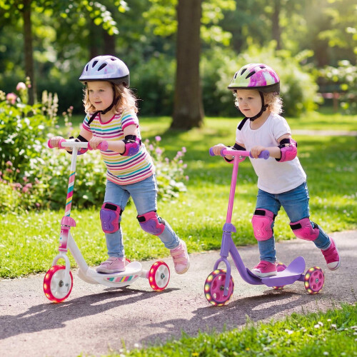 Toddler Kick Scooter with LED Wheels, Pink 1
