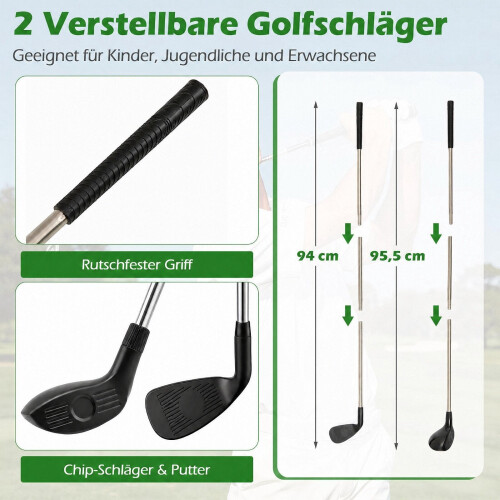 Golf Chipping Game Set with Adjustable Clubs, 24 Balls 1
