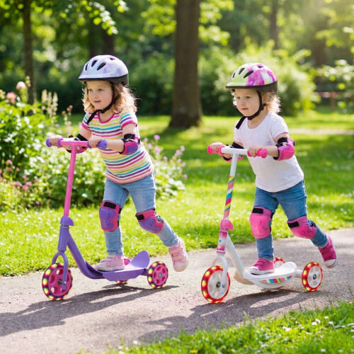 Kids 3-Wheel Scooter with LED Wheels, Purple 1