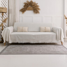 Milam London Sofa Throws Large 3 Seater | Sofa Cover 3 Seater | 100% Cotton Throw Blanket | Couch Throw | Settee Throw 180 x 300 cm Cream
