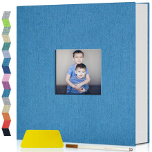 Popotop Self Adhesive Photo Album Scrapbook for 4x6 5x7 8x10 Pictures, 60 Pages Linen Hardcover DIY Memory Book, Scrapbooking Supplies Kits Birthday