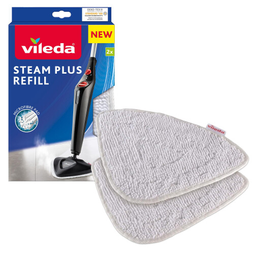 Vileda Vileda Steam Plus Mop Refill Pads, 2 Pack - Microfibre Mop Head Replacement