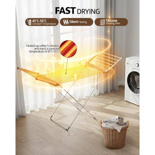 Heated Clothes Airer with Cover,Foldable Drying Rack,for Damp Weather 1
