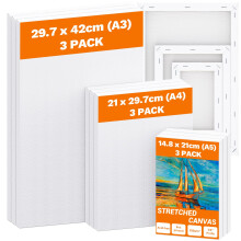Koncci 9 Pack Stretched Canvas for Painting A3 A4 A5 Blank Canvas Set